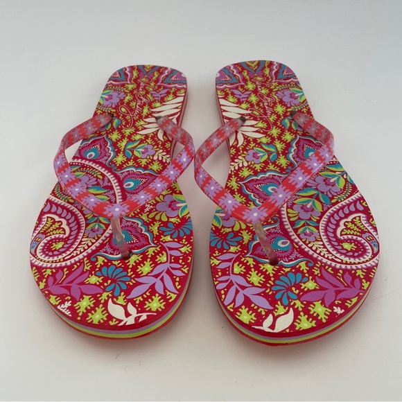 Vera Bradley Pink and Red Paisley Sandals - Picture 1 of 8